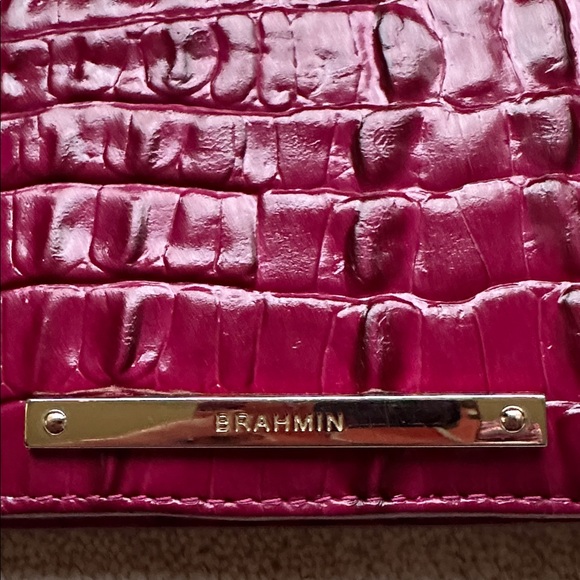 Brahmin Ady Wallet Croc Embossed Leather Bifold Wallet Pink - Picture 9 of 16